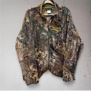 Realtree Men's Green and Brown Fleece Camouflage Jacket